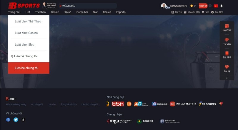 Sử dụng fanpage các trang mạng xã hội để liên hệ Bsport
